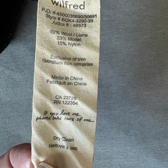 Aritzia Wilfred Italian Yarn Wool Blend Sweater NavyZip Back Med Dark Academia - Picture 9 of 9